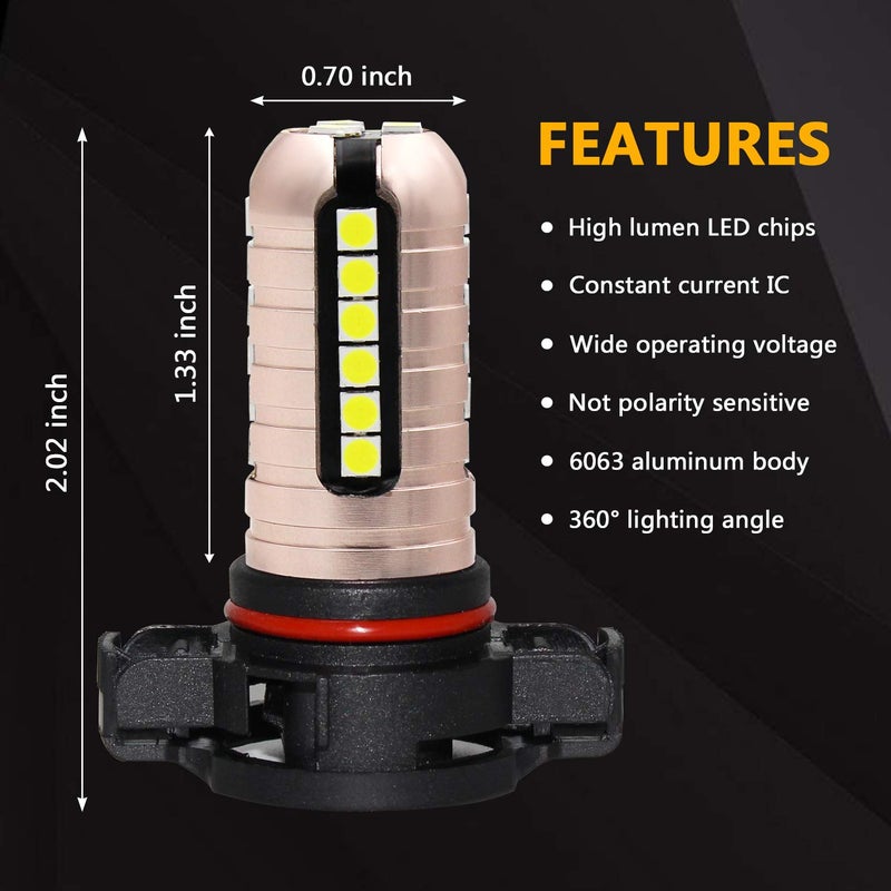 PHINLION مصابيح ضباب LED PHINLION PSX24W، 3000 لومن سطوع فائق، شرائح 3030، 2504 12276، 12 فولت بديل لمصابيح الضباب أو مصابيح النهار، 6000 كيلفن أبيض زينون - Image 4